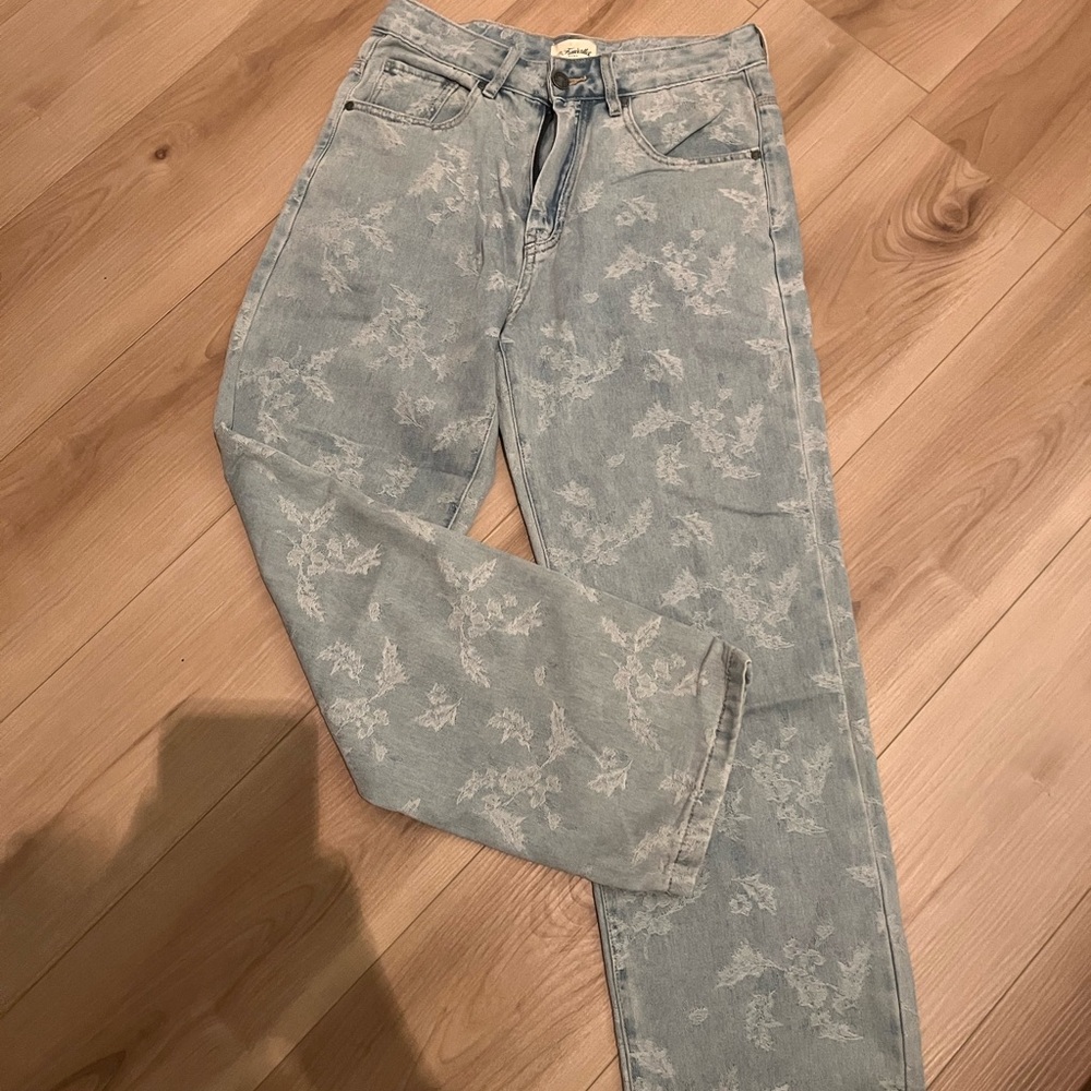 Light Blue Floral Jeans
